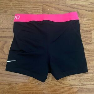 Nike Pro Women’s Black Spandex Shorts with Hot Pink band Dri-Fit Pro Vivid Cool